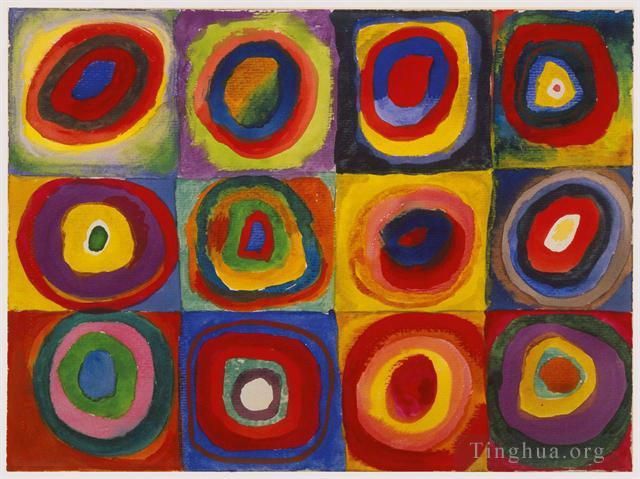 Wassily Kandinsky Ölgemälde - Quadrate mit konzentrischen Kreisen
