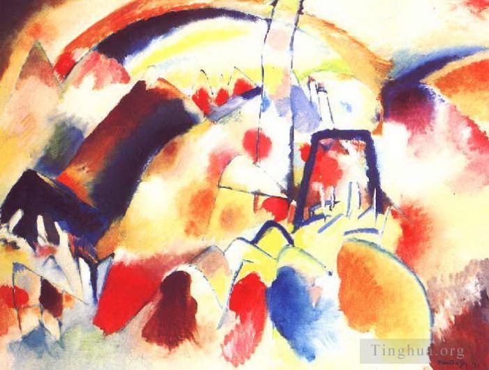 Wassily Kandinsky Andere Malerei - Landschaft mit roten Flecken