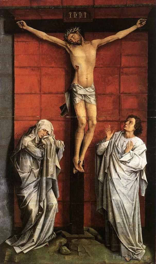 Rogier van der Weyden Ölgemälde - Christus am Kreuz mit Maria und Johannes