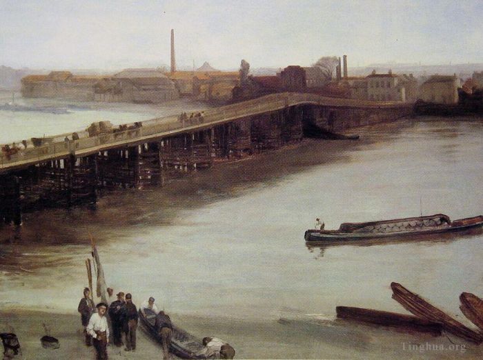 James Abbott McNeill Whistler Ölgemälde - Braune und silberne Old Battersea Bridge