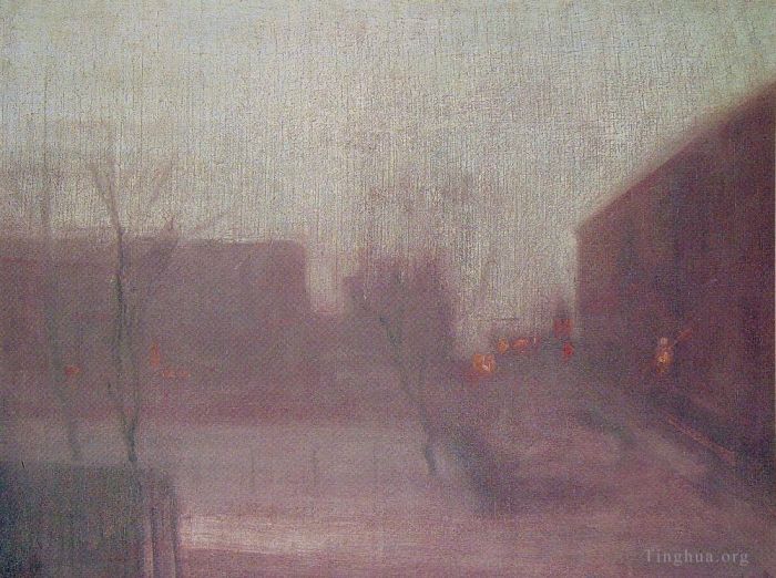 James Abbott McNeill Whistler Ölgemälde - Nocturne Trafalgar Square Chelsea Schnee