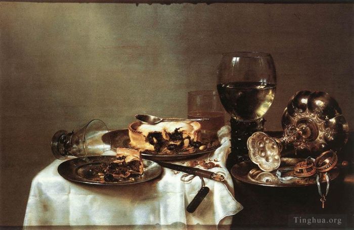Willem Claeszoon Heda Ölgemälde - Frühstückstisch mit Brombeerkuchen
