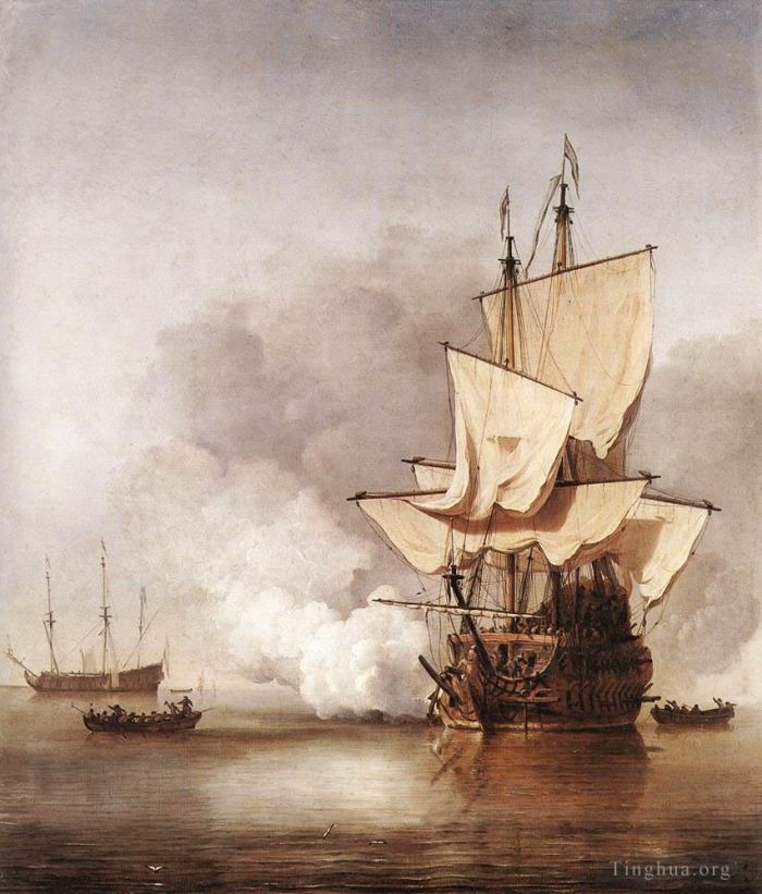 Willem van de Velde the Younger Ölgemälde - Der Kanonenschuss