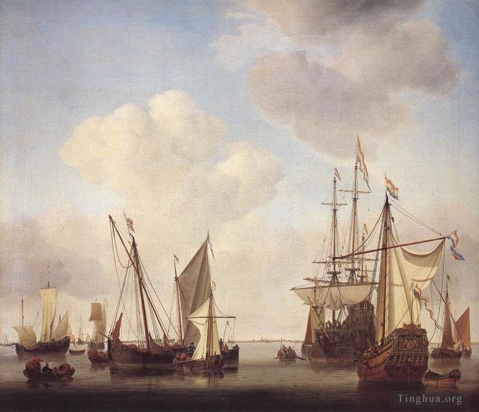 Willem van de Velde the Younger Ölgemälde - Kriegsschiffe in Amsterdam
