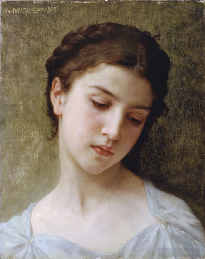 William-Adolphe Bouguereau Ölgemälde - Etude Tete de Jeune fille