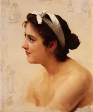William-Adolphe Bouguereau Werk - Etüde Dune Femme für Offrande a lAmour