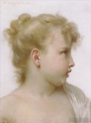 William-Adolphe Bouguereau Werk - Etude tete de petite fille tete de petite fille