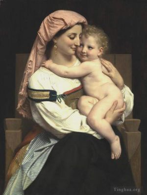 William-Adolphe Bouguereau Werk - Femme de Cervara und Sohn Enfant 1861