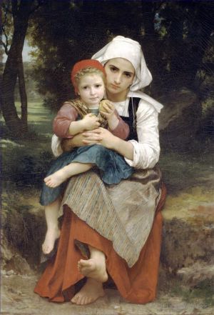 William-Adolphe Bouguereau Werk - Frere et soeur Bretonen