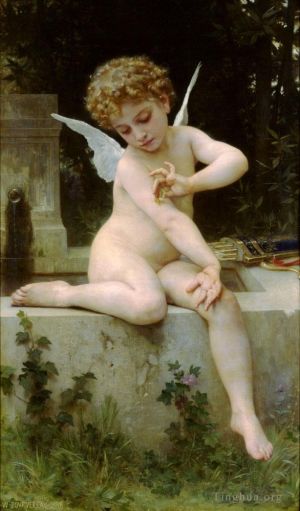 William-Adolphe Bouguereau Werk - LAmour au papillon Realismus-Engel