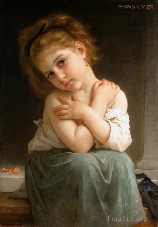 William-Adolphe Bouguereau Ölgemälde - La frileuse Kühles Mädchen 1879
