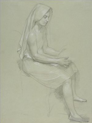 William-Adolphe Bouguereau Werk - Studie einer sitzenden, verschleierten weiblichen Figur