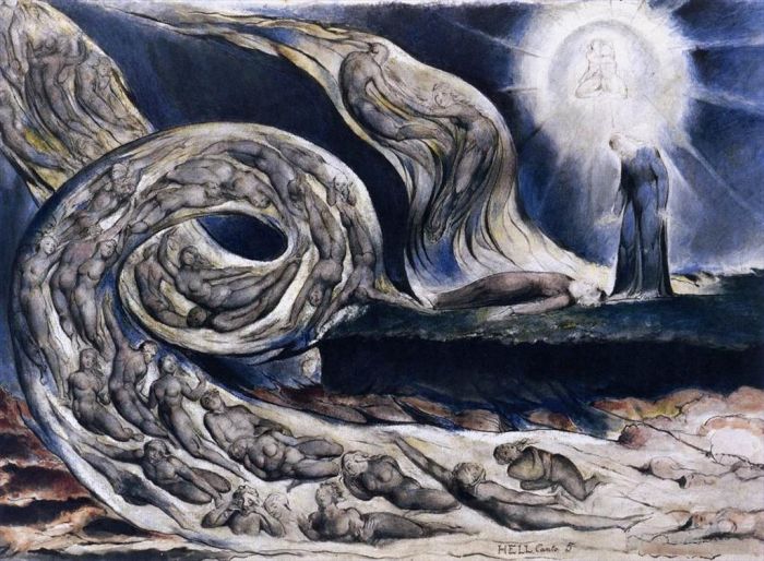 William Blake Andere Malerei - Der Liebeswirbelwind Francesca Da Rimini und Paolo Malatesta