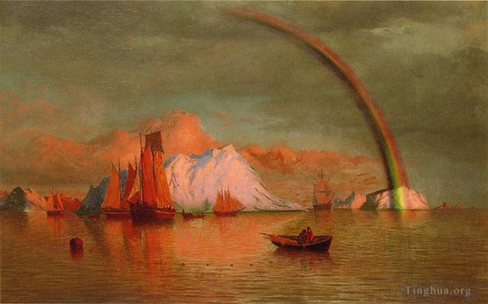 William Bradford Ölgemälde - Arktischer Sonnenuntergang mit Regenbogen