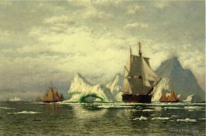 William Bradford Werk - Arktischer Walfänger auf dem Heimweg zwischen Eisbergen