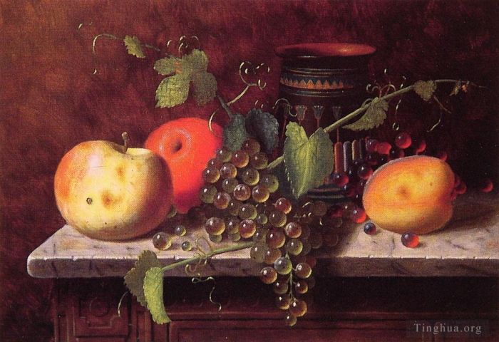 William Michael Harnet Ölgemälde - Stillleben mit Früchten und Vase
