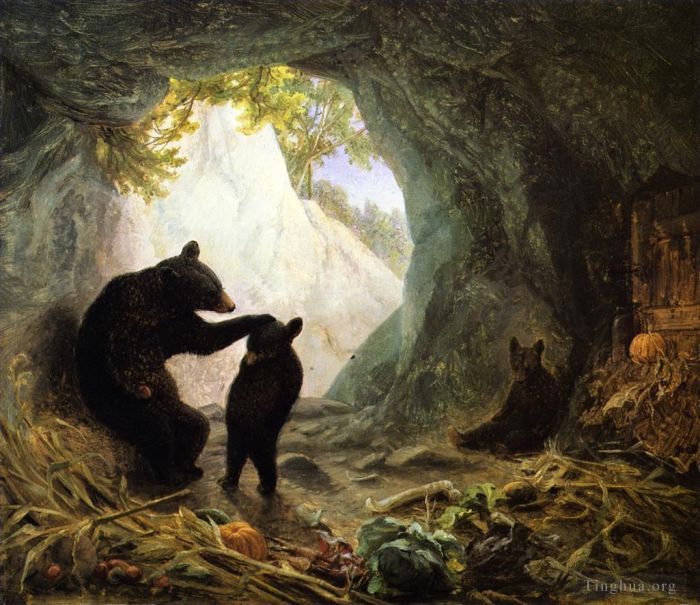 William Holbrook Beard Ölgemälde - Bär und Junge