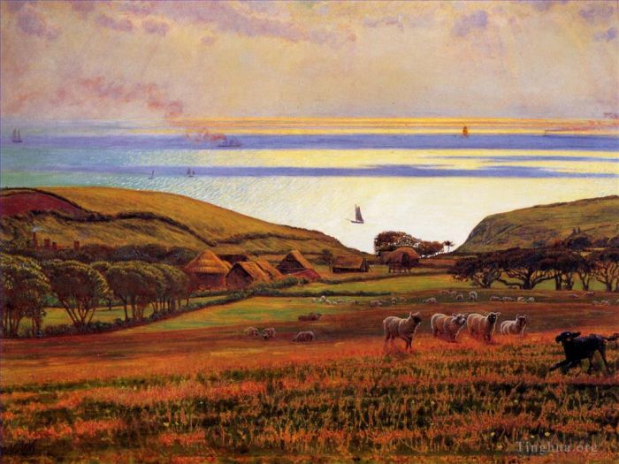 William Holman Hunt Ölgemälde - Fairlight Downs Sonnenlicht auf dem Meer