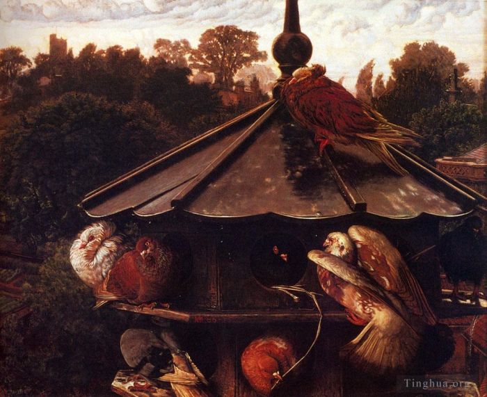 William Holman Hunt Ölgemälde - Das Fest von St. Swithin oder der Taubenschlag