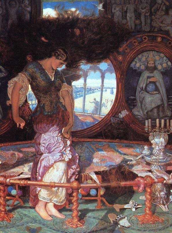 William Holman Hunt Ölgemälde - Die Dame von Shalott