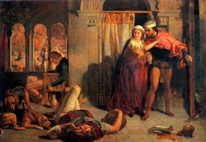 William Holman Hunt Ölgemälde - Die Flucht von Madeline und Porphyro während der Trunkenheit beim Reve