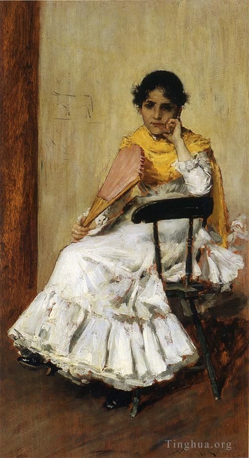 William Merritt Chase Ölgemälde - Ein spanisches Mädchen, auch bekannt als Porträt von Frau Chase in spanischer Kleidung