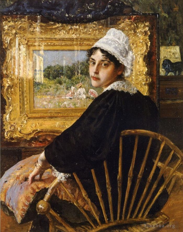 William Merritt Chase Ölgemälde - Eine Studie, auch bekannt als „Die Frau des Künstlers“.