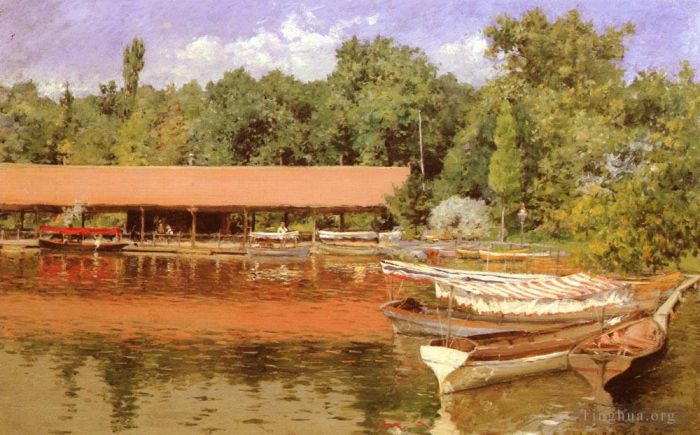 William Merritt Chase Ölgemälde - Boat House Prospect Park