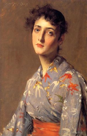 William Merritt Chase Werk - Mädchen in einem japanischen Kimono