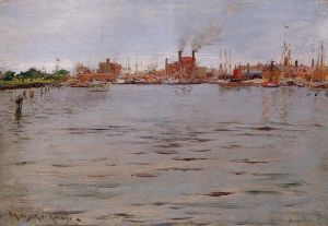 William Merritt Chase Werk - Hafenszene Brooklyn Docks