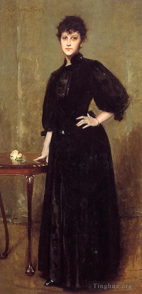 William Merritt Chase Ölgemälde - Lady in Black alias Mrs Leslie Cotton