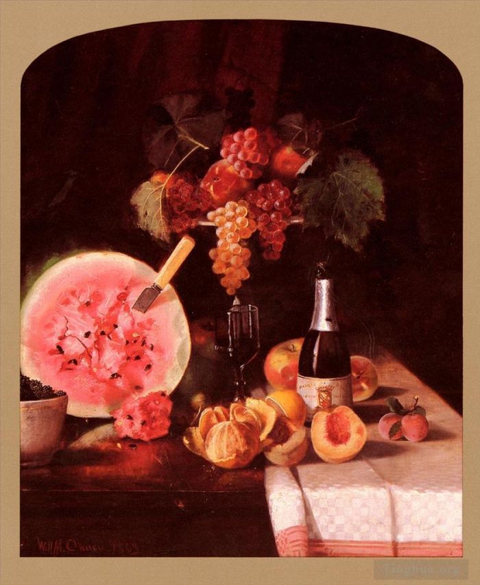 William Merritt Chase Ölgemälde - Stillleben mit Wassermelone