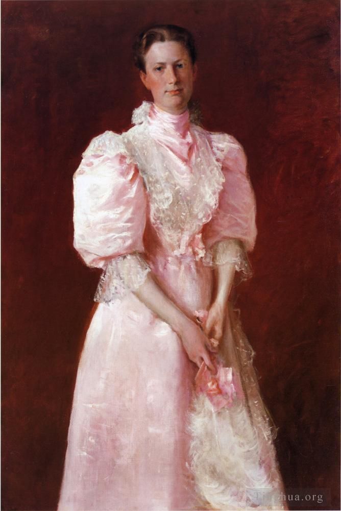 William Merritt Chase Ölgemälde - Studie in Pink, auch bekannt als Porträt von Frau Robert P McDougal