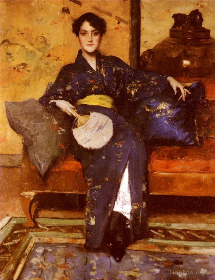 William Merritt Chase Ölgemälde - Der blaue Kimono
