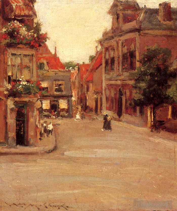 William Merritt Chase Ölgemälde - Die roten Dächer von Haarlem, auch bekannt als A Street in Holland