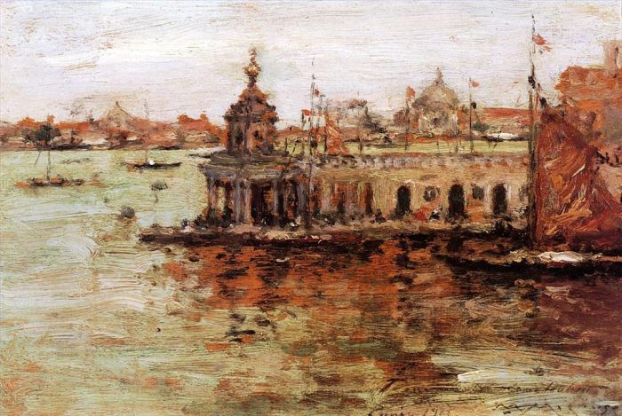 William Merritt Chase Ölgemälde - Venedig Blick auf das Marinearsenal
