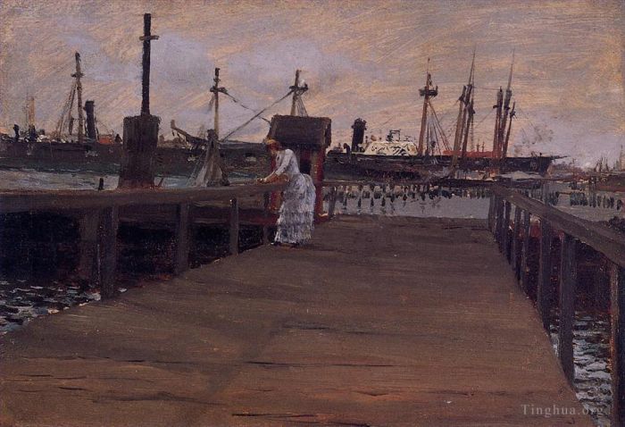 William Merritt Chase Ölgemälde - Frau auf einem Dock