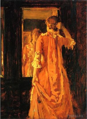 William Merritt Chase Werk - Junge Frau vor einem Spiegel
