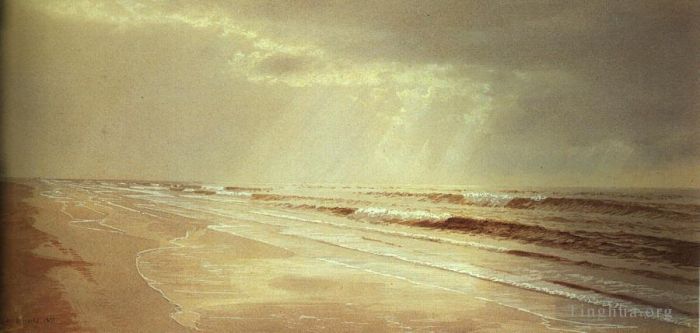William Trost Richards Ölgemälde - Strand mit Sonne, die Wasser zieht