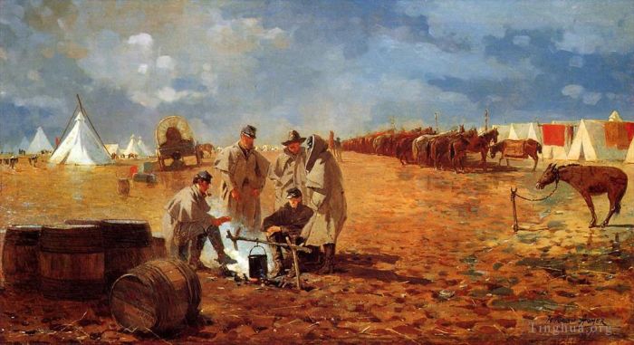 Winslow Homer Ölgemälde - Ein regnerischer Tag im Camp, auch bekannt als Camp in der Nähe von Yorktown