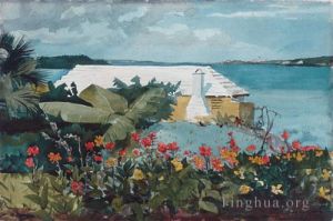 Winslow Homer Werk - Blumengarten und Bungalow