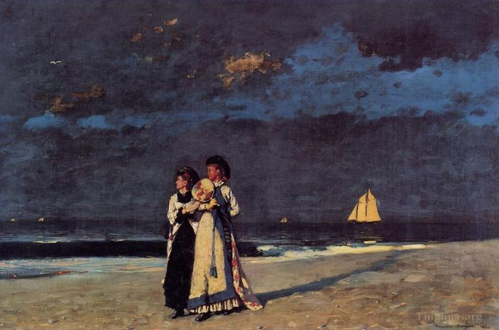 Winslow Homer Ölgemälde - Promenade am Strand