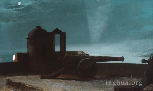 Winslow Homer Ölgemälde - Suchscheinwerfer an der Hafeneinfahrt