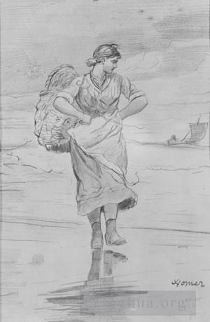 Winslow Homer Andere Malerei - Ein Fischermädchen am Strand