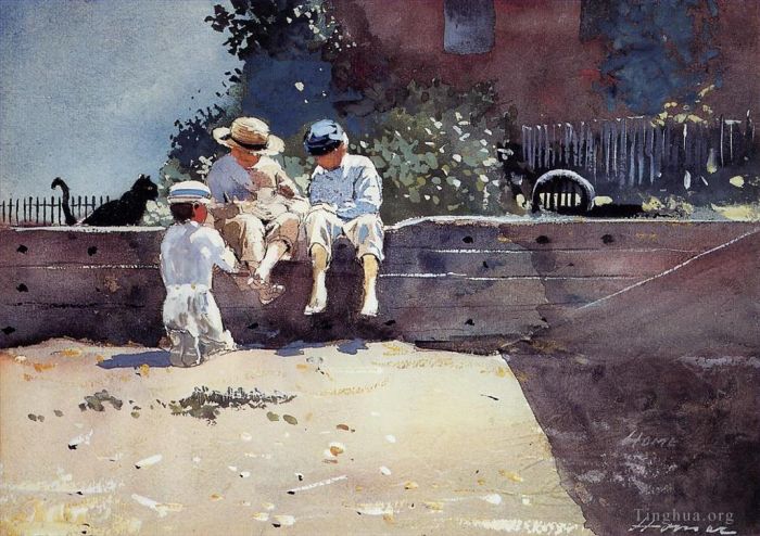 Winslow Homer Andere Malerei - Jungen und Kätzchen