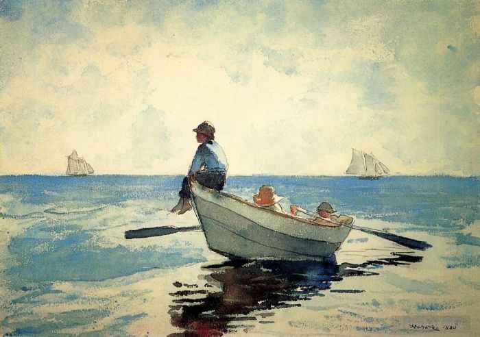 Winslow Homer Andere Malerei - Jungs in einem Dory2