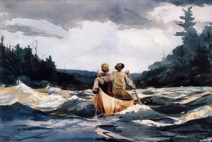 Winslow Homer Andere Malerei - Kanu in den Stromschnellen