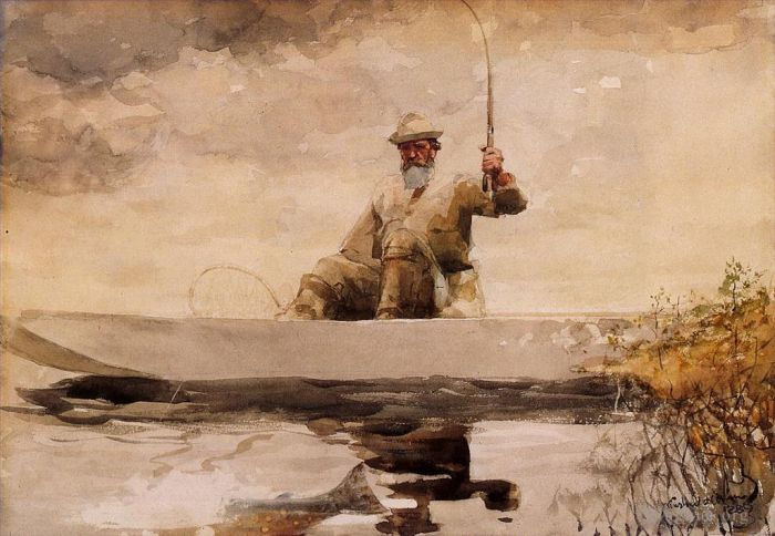 Winslow Homer Andere Malerei - Angeln in den Adirondacks