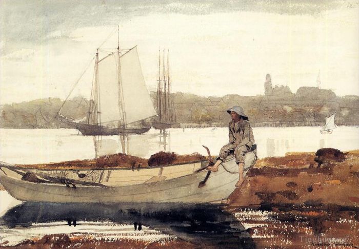Winslow Homer Andere Malerei - Gloucester Harbour und Dory