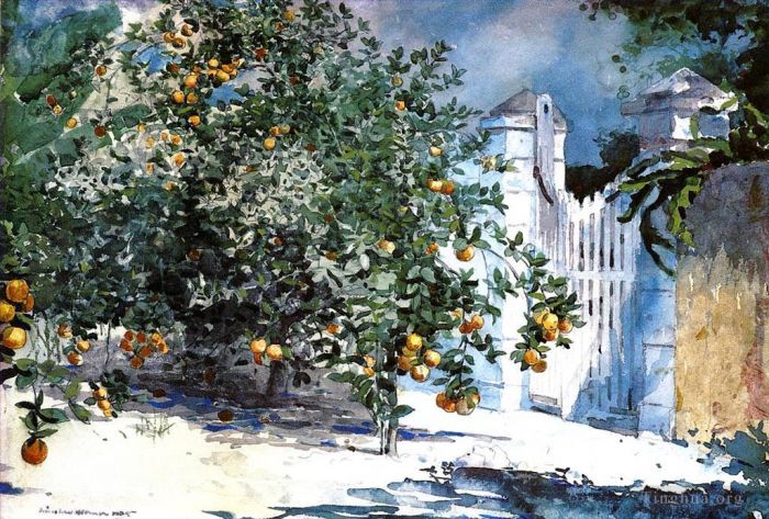 Winslow Homer Andere Malerei - Orangenbaum Nassau, auch Orangenbäume und Tor genannt